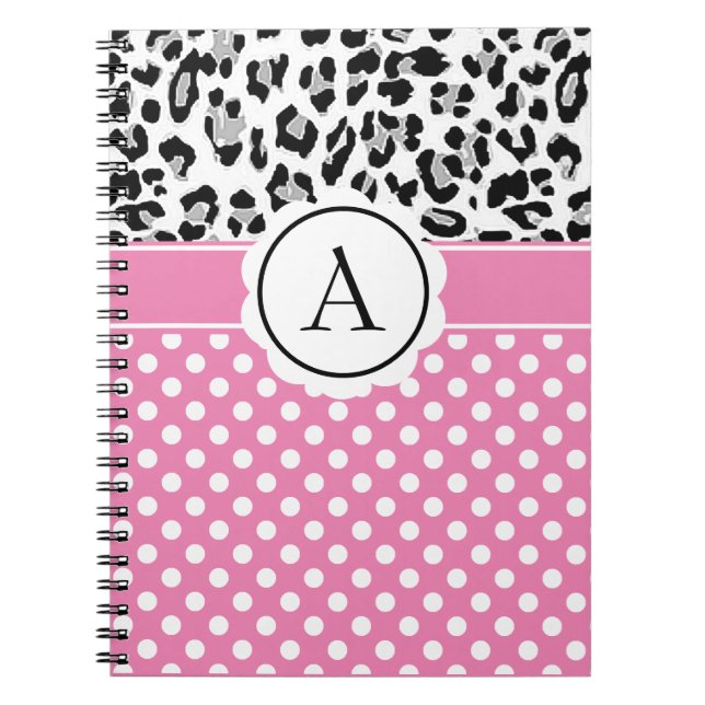 Cuaderno monograma de lunares y estampado de anima (Frente)