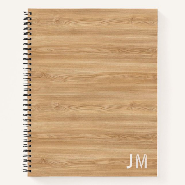 Cuaderno Monograma de madera natural (Anverso)