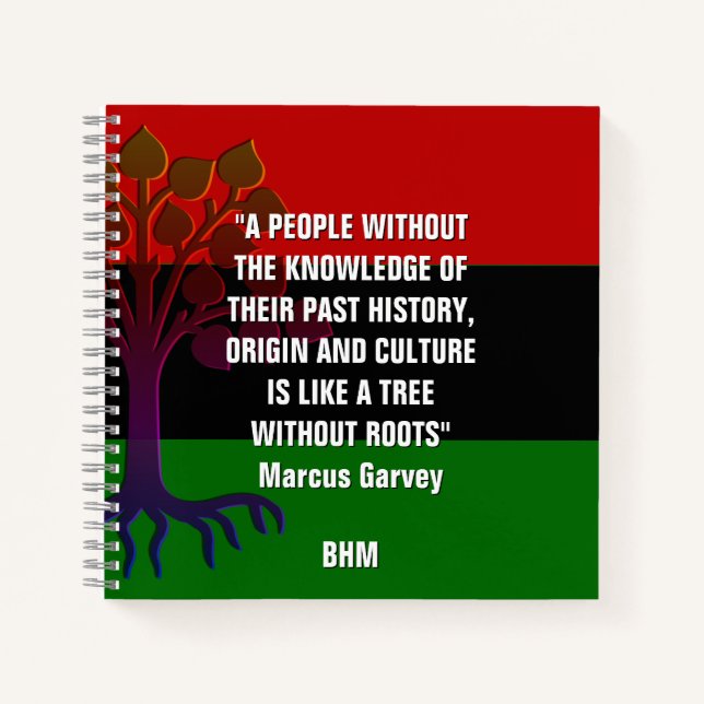 Cuaderno Monograma de Marcus Garvey TREE SIN RAÍCES (Anverso)