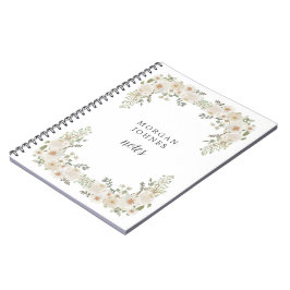 Cuaderno monograma de marfil floral elegante