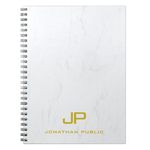 Cuaderno Monograma de mármol moderno elegante oro creativo 