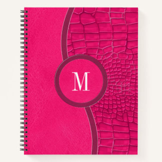 Cuaderno Monograma de Moda cutánea de ligador de cuero fals