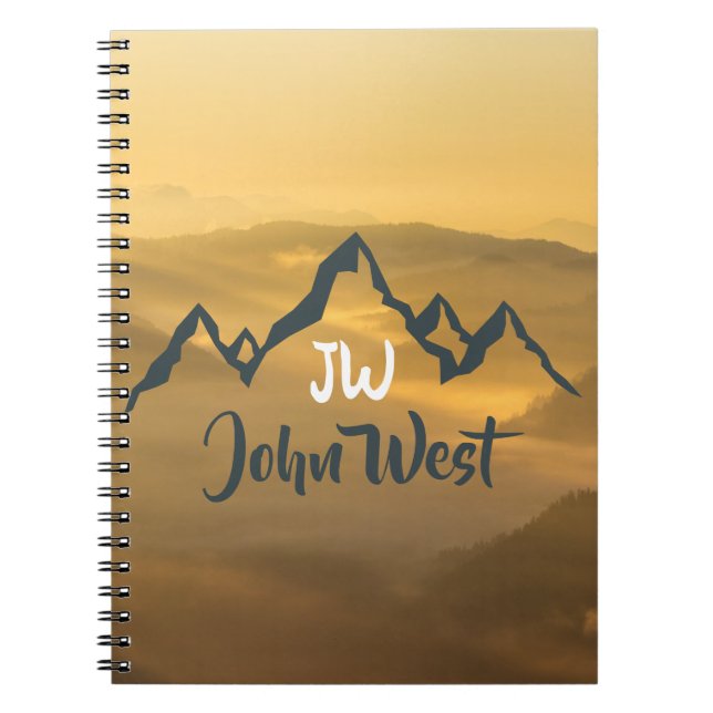 Cuaderno Monograma de montañas personalizables de amanecer  (Frente)