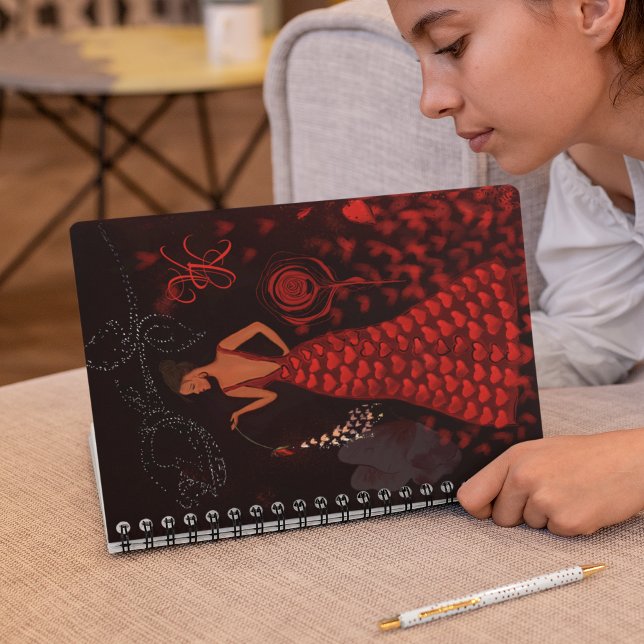 Cuaderno Monograma de mujer vestida de rojo ( Woman in Red Dress Notebook)