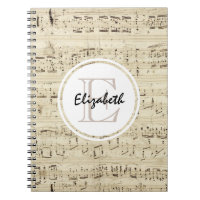 Monograma de música de hojas de moda antiguo