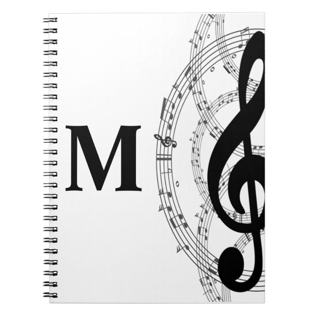 Cuaderno monograma de música de notas de música treble clef (Frente)