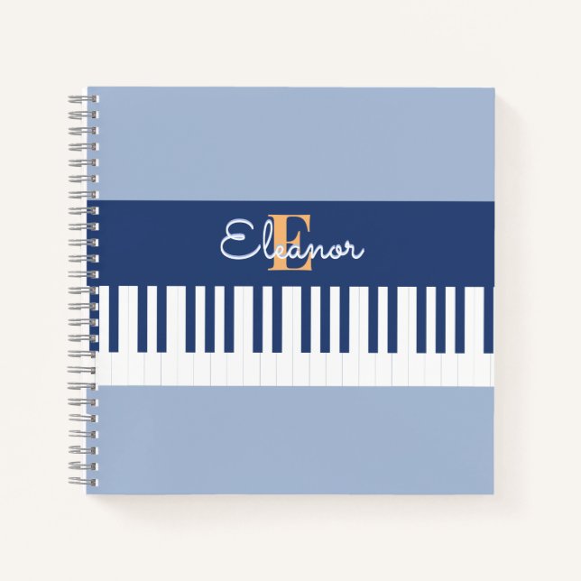 Cuaderno Monograma de música de piano Keys teclado musical (Anverso)