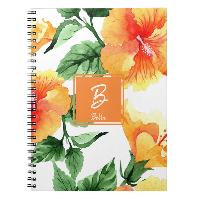 Cuaderno Monograma de Naranja de acuarela (Frente)