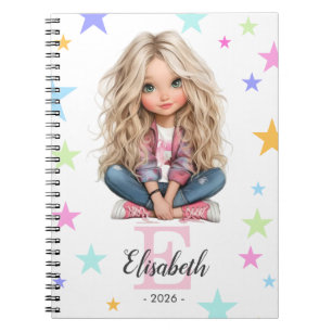 Cuaderno Monograma de niña cualquier inicial y nombre