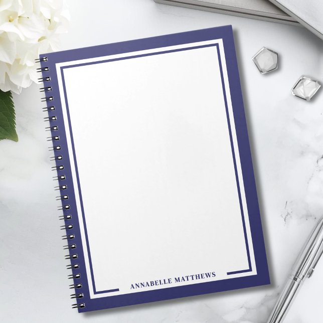 Cuaderno Monograma de nombre azul marino (Navy Blue Name Monogram Notebook)