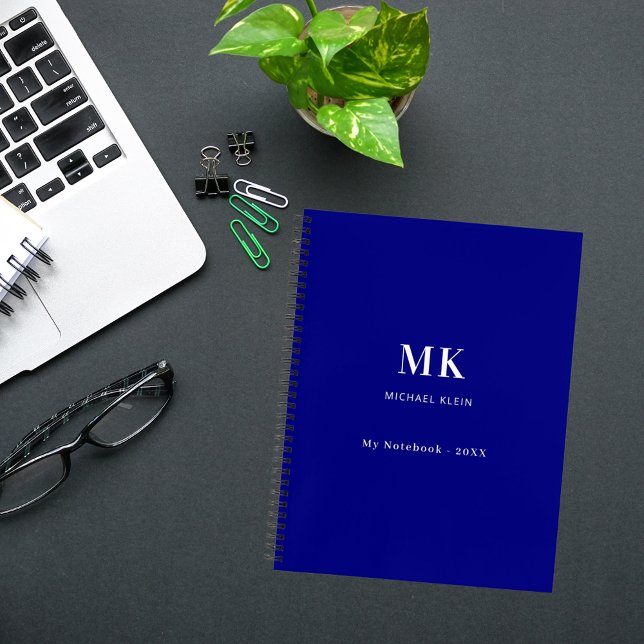 Cuaderno Monograma de nombre azul marino (Subido por el creador)