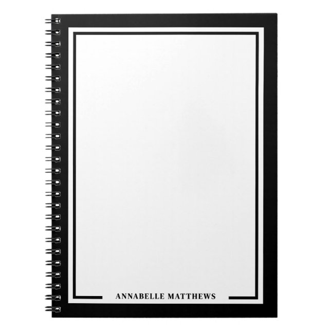 Cuaderno Monograma de Nombre Blanco Negro (Frente)