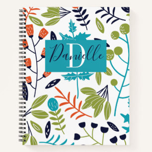 Cuaderno Monograma de nombre botánico floral