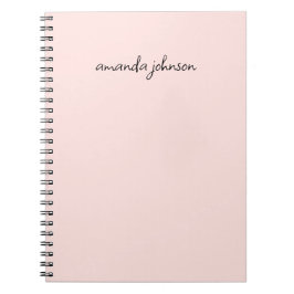 Cuaderno Monograma de nombre completo simple rosa claro mín