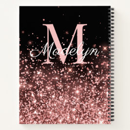 Cuaderno monograma de nombre con destellos de oro rosa