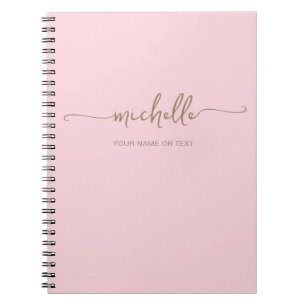 Cuaderno Monograma de nombre con letra script dorada modern