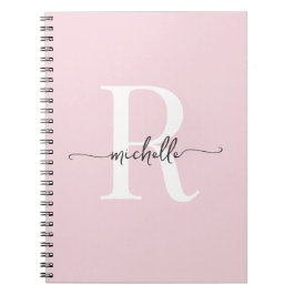 Cuaderno Monograma de nombre con letra script moderna rosa