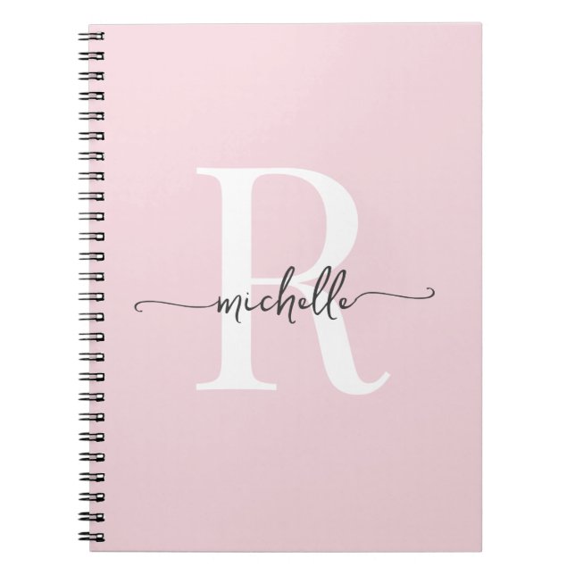 Cuaderno Monograma de nombre con letra script moderna rosa  (Frente)