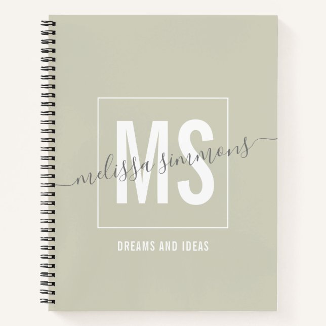 Cuaderno Monograma de nombre de guión moderno (Anverso)