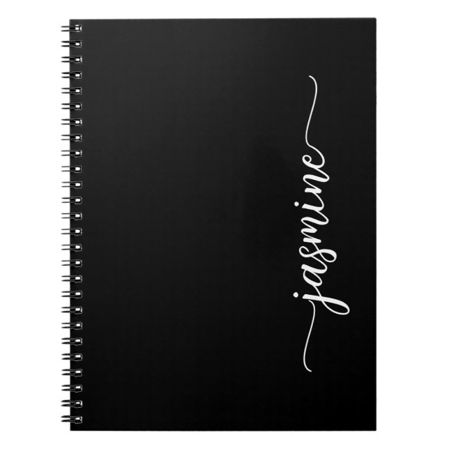 Cuaderno Monograma De Nombre De Letra Moderna Negr (Frente)
