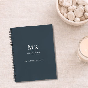 Cuaderno Monograma de nombre gris carbón