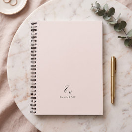 Cuaderno Monograma De Nombre Minimalista Elegante Rosa Rubo