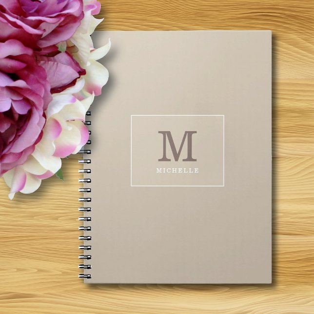 Cuaderno Monograma de nombre personalizado beige elegante y (Subido por el creador)