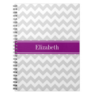 Cuaderno Monograma De Nombre Púrpura De La Chevron Blanca G