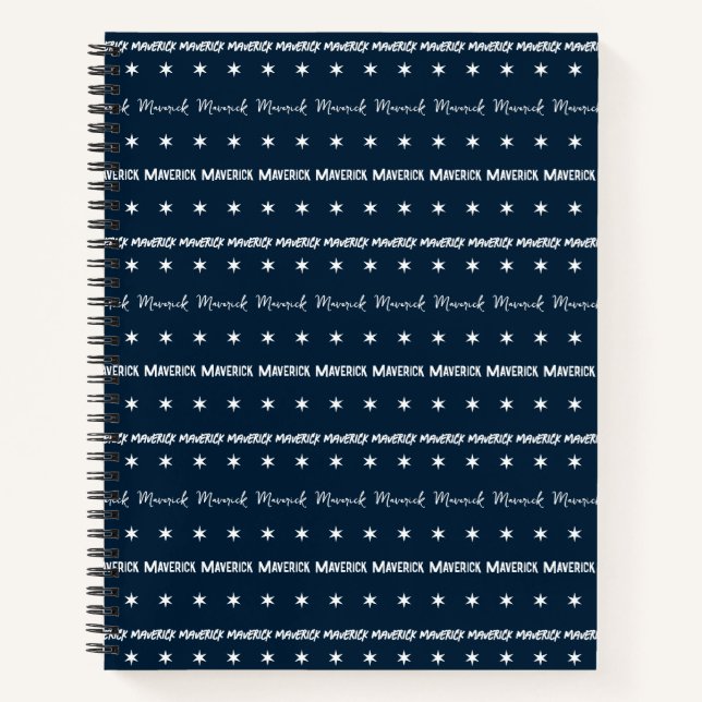 Cuaderno Monograma de nombre repetido azul (Anverso)
