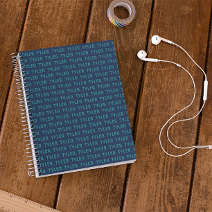 Cuaderno Monograma de nombre repetido verde azul