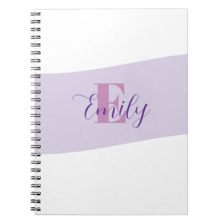Cuaderno Monograma de nombre retro púrpura
