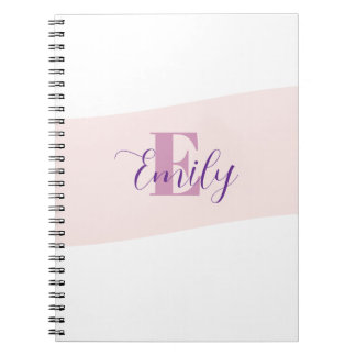 Cuaderno Monograma de nombre retro rosa púrpura