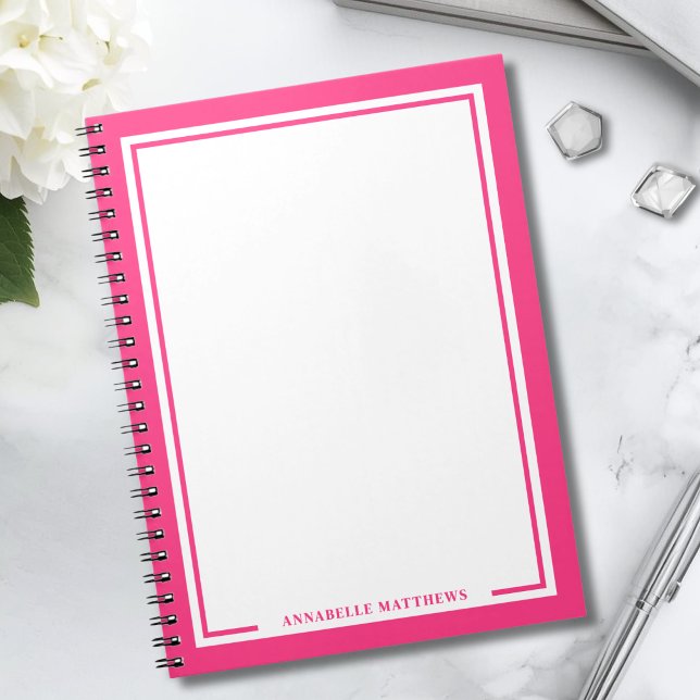 Cuaderno Monograma de Nombre Rosa (Pink Name Monogram Notebook)