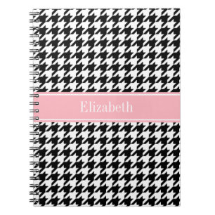 Cuaderno Monograma de nombre rosa de la estrella blanca neg