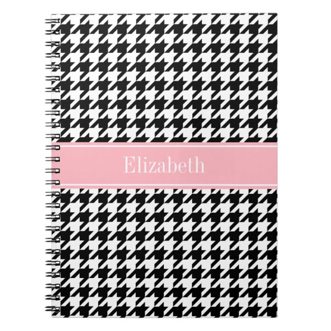 Cuaderno Monograma de nombre rosa de la estrella blanca neg (Frente)