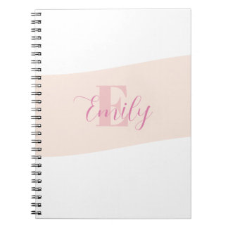 Cuaderno Monograma de nombre Rosa Retro Rosa