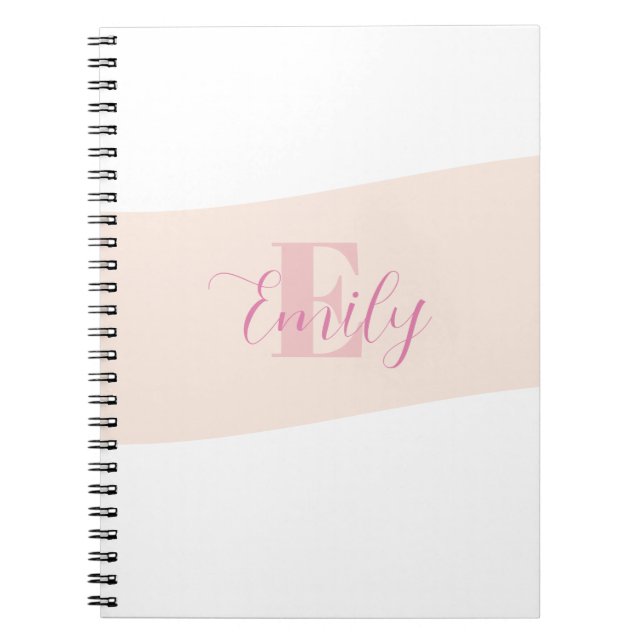 Cuaderno Monograma de nombre Rosa Retro Rosa (Frente)