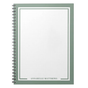 Cuaderno Monograma de nombre Verde Salvia