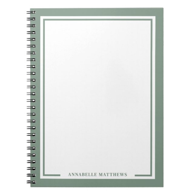 Cuaderno Monograma de nombre Verde Salvia (Frente)