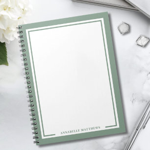 Cuaderno Monograma de nombre Verde Salvia