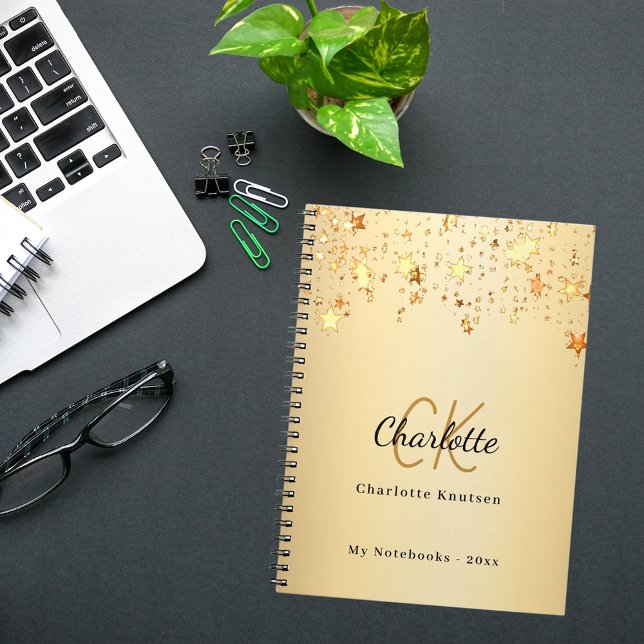 Cuaderno Monograma de nombres de estrellas doradas (Subido por el creador)