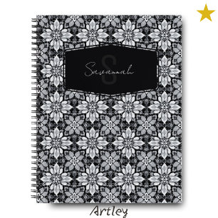 Cuaderno Monograma de nombres de mosaico español floral bla