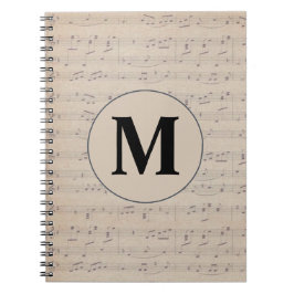 Cuaderno Monograma de notas musicales de hojas de cosecha
