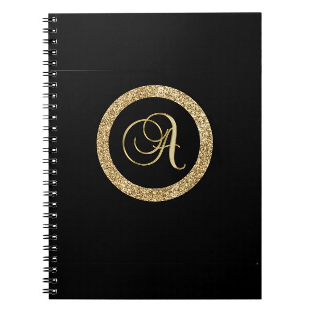 Cuaderno Monograma de oro A negro, (Frente)