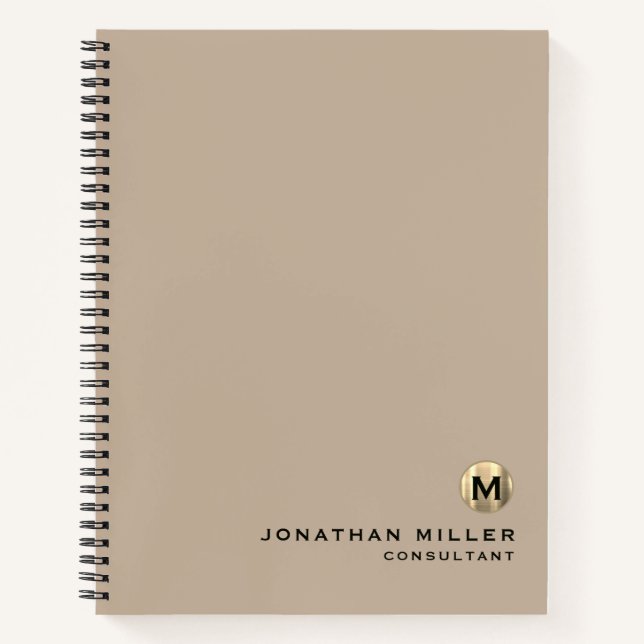 Cuaderno Monograma de oro Beige profesional (Anverso)