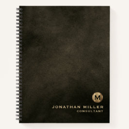 Cuaderno Monograma de oro cepillado de cuero alterado moder