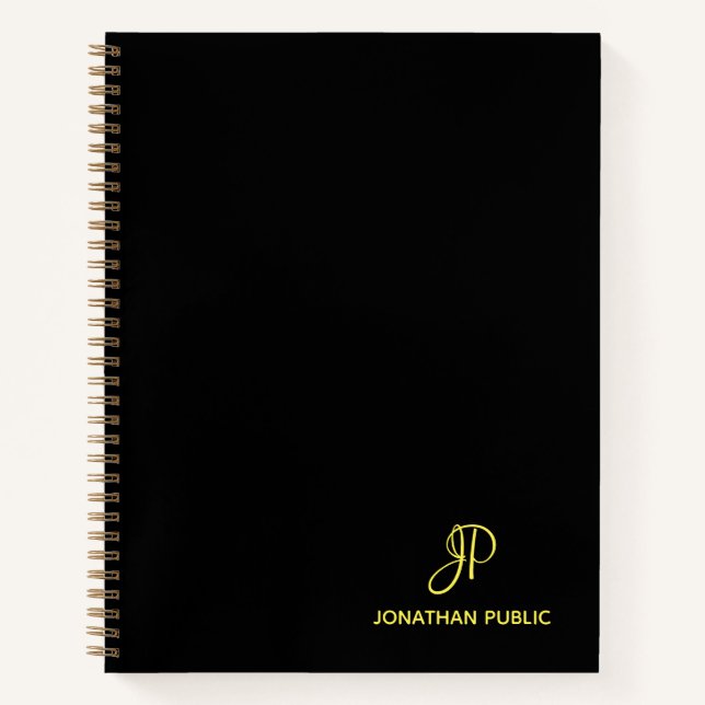 Cuaderno Monograma de oro de guión comercial profesional in (Anverso)