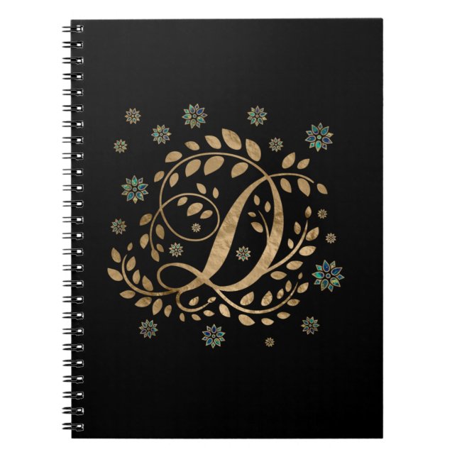 Cuaderno Monograma de oro de lujo con letra D (Frente)