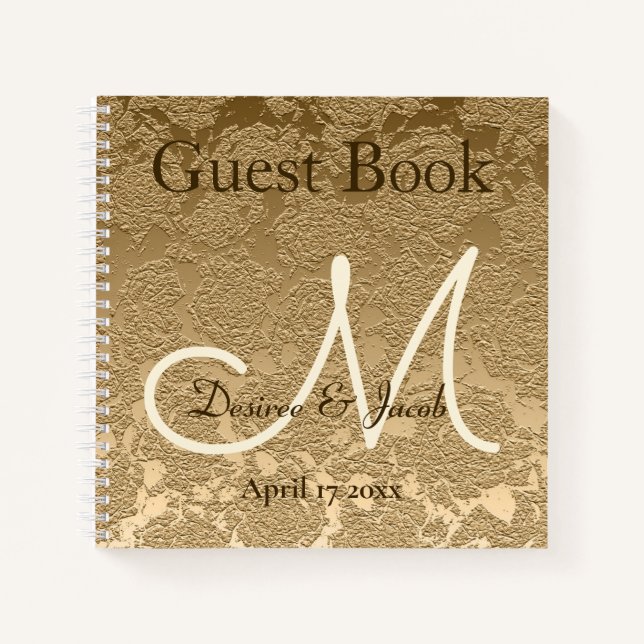 Cuaderno Monograma de oro elegante Boda moderno (Anverso)