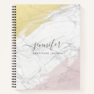 Cuaderno Monograma de oro Girly Rosa Marble personalizado